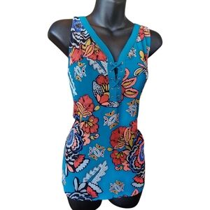 Express Floral Lace-Up Tank Top